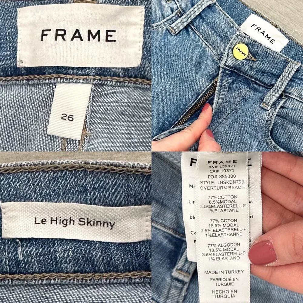 Frame Le High Skinny Double Needle in Overturn Beach Light Wash Denim Jeans
